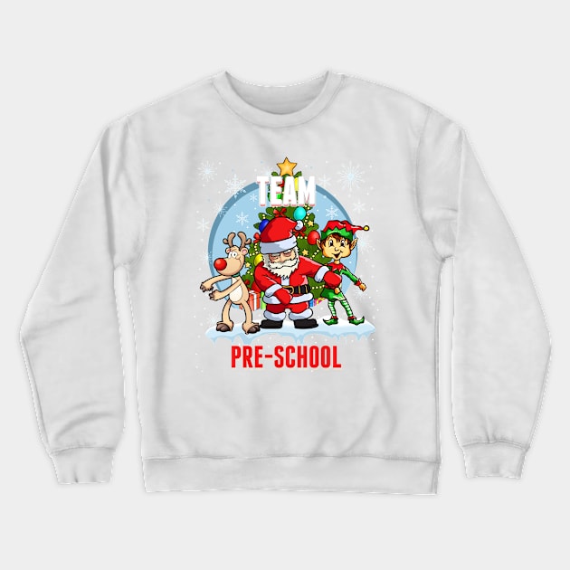 Team Pre-School Santa Elf Reindeer Flossing Kids Christmas Crewneck Sweatshirt by johnbbmerch